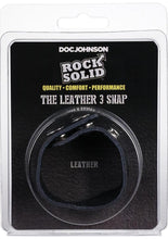 Load image into Gallery viewer, Rock Solid The Leather 3 Snap Adjustable Cock Ring - Black
