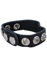 Load image into Gallery viewer, Rock Solid The Leather 5 Snap Adjustable Cock Ring - Black
