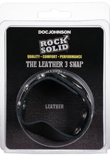 Load image into Gallery viewer, Rock Solid The Leather 5 Snap Adjustable Cock Ring - Black
