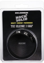 Load image into Gallery viewer, Rock Solid The Silicone 3-Snap Adjustable Cock Ring - Black
