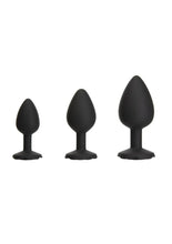 Load image into Gallery viewer, Roses Til Dawn Silicone Butt Plug - Black - 3 Piece/Set
