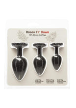 Load image into Gallery viewer, Roses Til Dawn Silicone Butt Plug - Black - 3 Piece/Set

