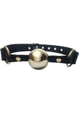 Load image into Gallery viewer, Rouge Adjustable Leather Adjustable Ball Gag with Stainless Steel Ball - Black/Metal/Silver
