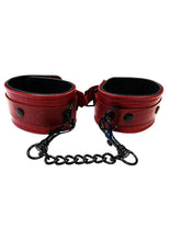 Load image into Gallery viewer, Rouge Anaconda Leather Adjustable Ankle Cuffs - Black/Burgundy/Red
