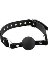 Load image into Gallery viewer, Rouge Fetish Play Leather Adjustable Ball Gag with Metal Accents - Black/Metal
