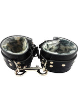 Load image into Gallery viewer, Rouge Leather Wrist Cuffs with Faux Fur Lining - Animal Print/Black/Leopard Print
