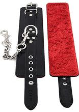 Load image into Gallery viewer, Rouge Leather Wrist Cuffs with Faux Fur Lining - Black/Red
