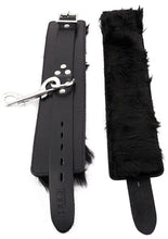 Load image into Gallery viewer, Rouge Leather Wrist Cuffs with Faux Fur Lining - Black
