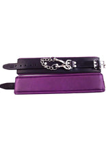 Load image into Gallery viewer, Rouge Padded Leather Adjustable Ankle Cuffs - Black/Purple
