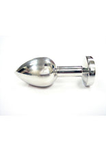 Load image into Gallery viewer, Rouge Smooth Stainless Steel Anal Plug - Blue/Blue Jewel - Medium
