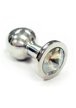 Load image into Gallery viewer, Rouge Smooth Stainless Steel Anal Plug - Clear/Clear Jewel - Small
