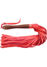 Load image into Gallery viewer, Rouge Wooden Handle Leather Flogger - Red
