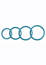 Load image into Gallery viewer, Rubber O-Ring Assorted Sizes - Blue/Turquoise - 4 Pack
