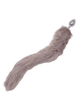 Load image into Gallery viewer, Running Wild Grey Tail Faux Fur Tail and Metallic Anal Plug
