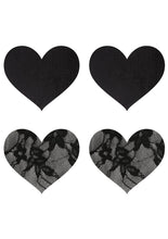 Load image into Gallery viewer, Satin and Lace Hearts Pasties - Black
