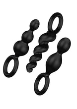 Load image into Gallery viewer, Satisfyer Booty Call Silicone Textured Anal Plugs Black 3 Each - Black - Per Set
