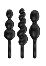 Load image into Gallery viewer, Satisfyer Booty Call Silicone Textured Anal Plugs Black 3 Each
