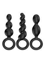 Load image into Gallery viewer, Satisfyer Booty Call Silicone Textured Anal Plugs Black 3 Each
