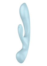 Load image into Gallery viewer, Satisfyer Triple Oh Rechargeable Silicone Dual Stimulating Vibrator - Blue/Light Blue
