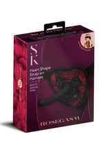 Load image into Gallery viewer, Secret Kisses Rosegasm Strap-On Harness with G-Spot Dildo and Blindfold - Black/Red
