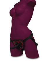 Load image into Gallery viewer, Secret Kisses Rosegasm Strap-On Harness with G-Spot Dildo and Blindfold
