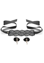 Load image into Gallery viewer, Secret Kisses Temptation Set Boudoir Lace Blindfold and Tassel Pasties - Black
