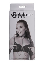 Load image into Gallery viewer, Sex and Mischief Amor Collar with Nipple Clamps - Black/Silver

