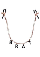 Load image into Gallery viewer, Sex and Mischief Brat Charm Nipple Clamp - Black/Rose Gold
