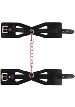 Load image into Gallery viewer, Sex and Mischief Brat Handcuffs - Black/Rose Gold
