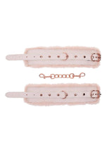 Load image into Gallery viewer, Sex and Mischief Peaches N Creame Fur Handcuffs - Ivory/Rose Gold
