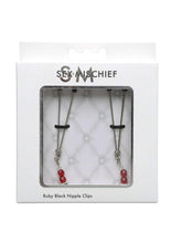 Load image into Gallery viewer, Sex and Mischief Ruby Black Adjustable Nipple Clips with Beads - Black/Red
