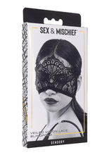 Load image into Gallery viewer, Sex and Mischief Veiled Vision Lace Blindfold - Black
