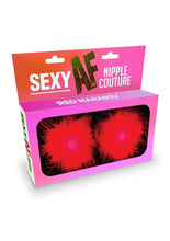 Load image into Gallery viewer, Sexy AF Marabou Nipple Couture Silicone Pasties - Red
