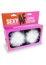 Load image into Gallery viewer, Sexy AF Marabou Nipple Couture Silicone Pasties - White
