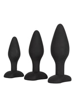Load image into Gallery viewer, Silicone Anal Exerciser Anal Plug - Black - 3 Per Set/Set
