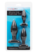 Load image into Gallery viewer, Silicone Anal Exerciser Anal Plug - Black - 3 Per Set/Set
