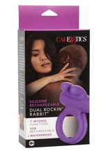 Load image into Gallery viewer, Silicone Rechargeable Dual Rockin Rabbit Multi Speed Cockring Waterproof - Purple
