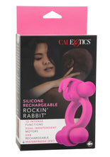 Load image into Gallery viewer, Silicone Rechargeable Rockin' Rabbit Cock Ring - Pink

