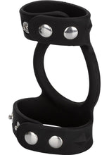 Load image into Gallery viewer, Silicone Tri-Snap C and B Cage Cock Ring - Black
