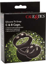 Load image into Gallery viewer, Silicone Tri-Snap C and B Cage Cock Ring - Black
