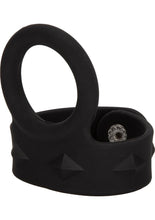 Load image into Gallery viewer, Silicone Tri-Snap Scrotum Support Cock Ring - Black - Large
