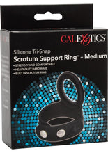 Load image into Gallery viewer, Silicone Tri-Snap Scrotum Support Cock Ring - Black - Medium
