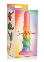Load image into Gallery viewer, Simply Sweet Zigzag Silicone Rainbow Dildo - Multicolor
