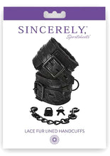Load image into Gallery viewer, Sincerely Lace Fur Lined Handcuffs - Black
