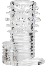 Load image into Gallery viewer, Size Matters Clear Sensations Vibrating Textured Erection Sleeve - Clear
