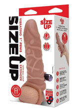 Load image into Gallery viewer, Size Up Silicone Vibrating Realistic Penis Extender with Ball Loop - Caramel - 1in
