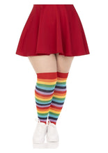 Load image into Gallery viewer, Spandex Acrylic Rainbow Striped Thigh Highs - 1x-2x - Multicolor
