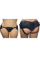 Load image into Gallery viewer, Sportsheets Curvy Collection Pleather Corsette Adjustable Strap-On - Black - Plus Size/Queen
