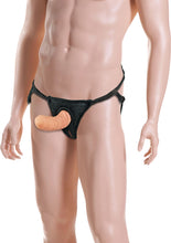 Load image into Gallery viewer, Sportsheets Everlaster Wishbone Hollow Dong with Strap-On Harness - Black/Vanilla
