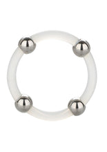 Load image into Gallery viewer, Steel Beaded Silicone Cock Ring - Clear - Large
